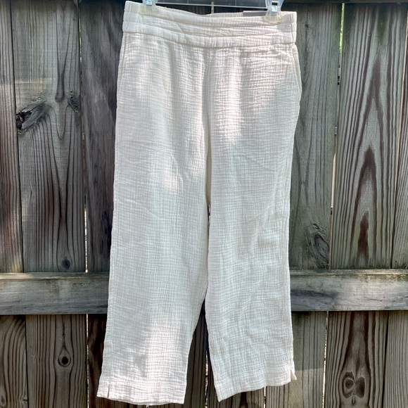 NWT soft surrounding linen summer capris pants cropped straight leg white - Picture 2 of 5
